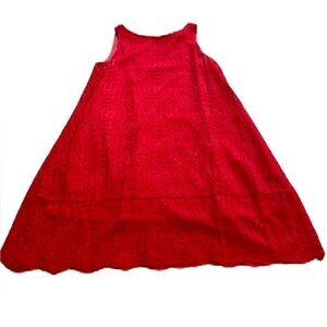 1. State eyelet lace overlay red dress S with liner and pockets